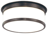 Geneva, 12" Flush Mount, Old Bronze Finish, Opal Glossy Glass Shade
