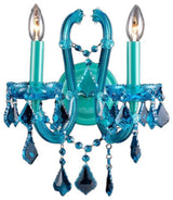 Avenue Lighting Onyx Lane. 2-Light Crystal Wall Sconce, Blue/Aqua Blue