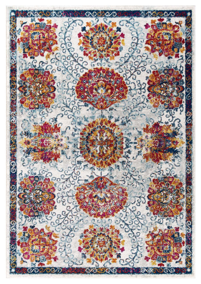 Entourage Kensie Distressed Floral Moroccan Trellis 5x8 Area Rug