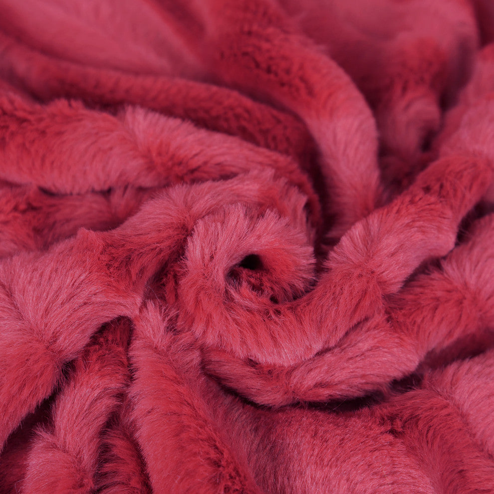 Derby Jumbo Over-Sized Double Sided Faux Fur Throw Blanket, Chili Pepper, 60"x80"