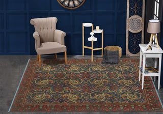 Fine Vintage Distressed Nasira Red/Navy Rug, 4'5 x 6'7