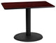 24'' x 42'' Rectangular Mahogany Laminate Table Top with 24'' Round Base