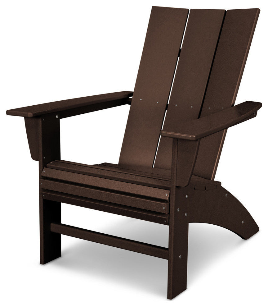 Polywood Modern Curveback Adirondack Chair, Mahogany