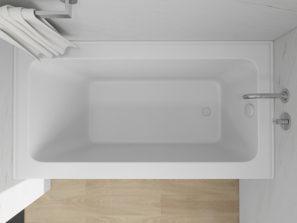 Vanity Art Alcove Soaking Acrylic Bathtub, Pure White, 60"x32", Right