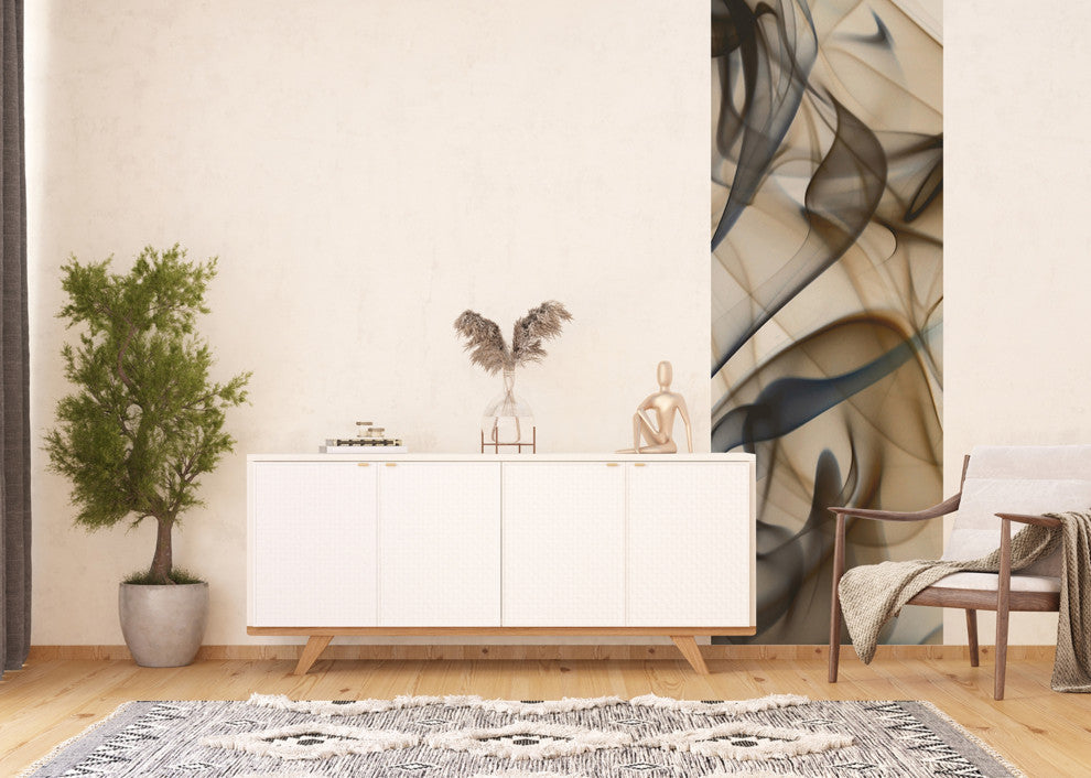 Smoke Beige Brown Grey Wall Mural 35"x106"