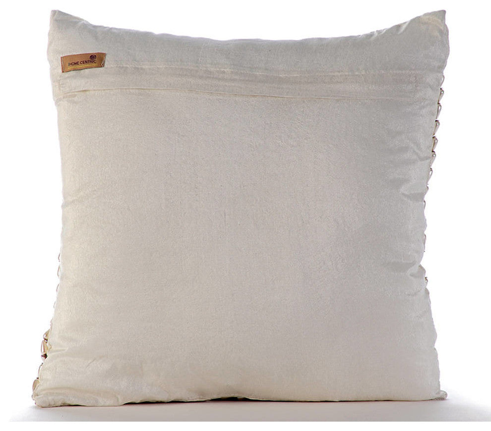 Ivory Throw Pillow Covers 16"x16" Silk, Metallic Fusion