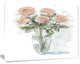Pink Roses Bunch in the Vase, Large Floral Canvas Art Print, 20"x12"
