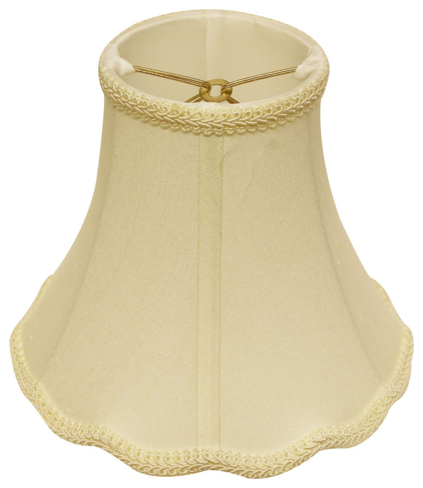 8" Ivory Slanted Scallop Bell Monay Shantung Lampshade