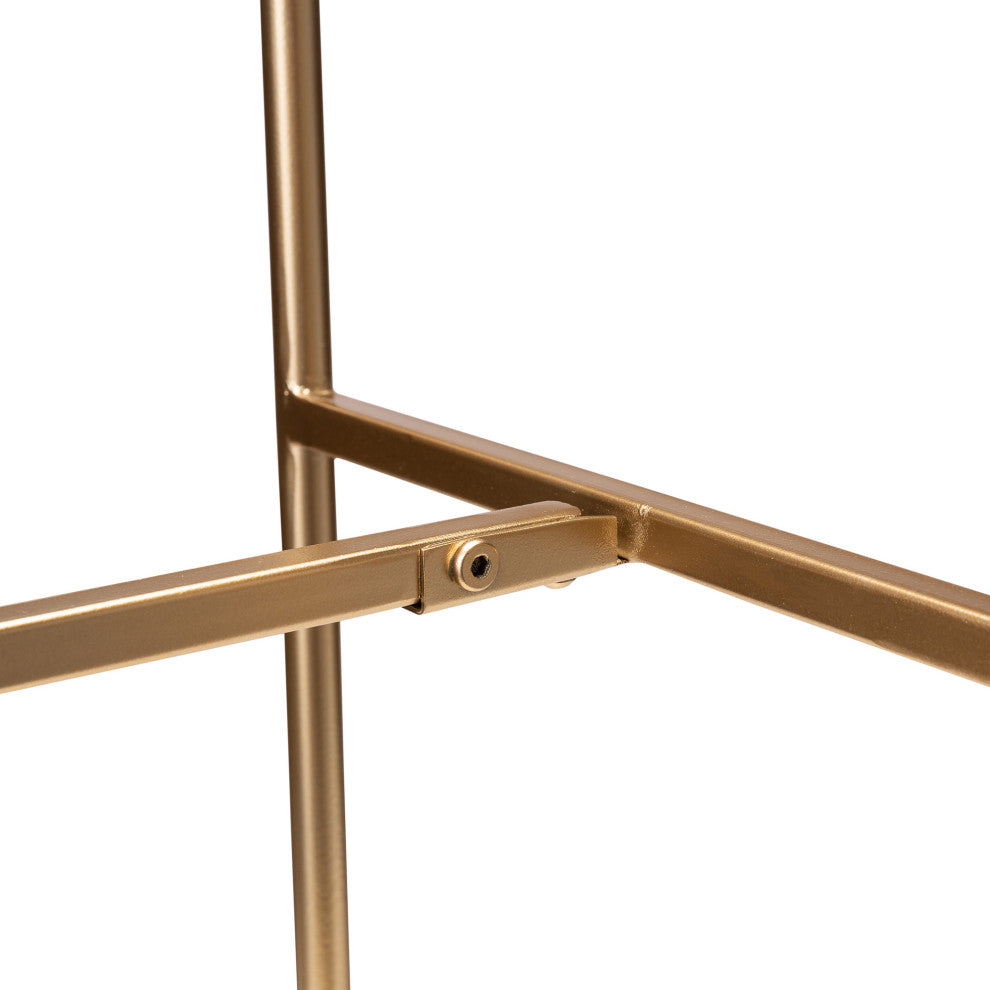 Set of 3 Modern Glossy Metal Plant Stands, KD, Black / Gold
