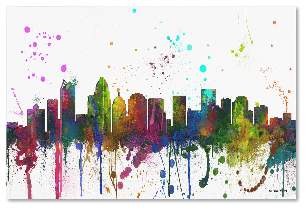 Marlene Watson 'Charlotte NC Skyline Mclr-1' Canvas Art, 30"x47"