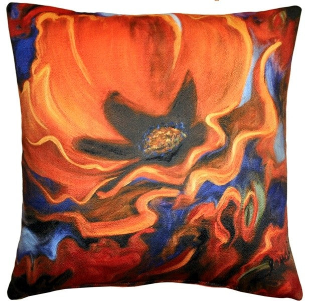 Pillow Decor - Orange Poppy 20 x 20 Throw Pillow