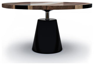 Asolo Walnut Round Table, Black, 6 Seater