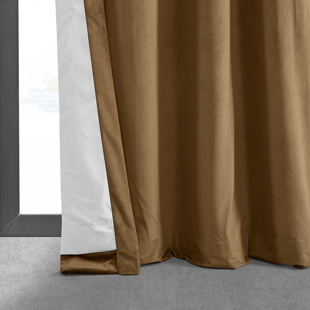 Grommet Blackout Velvet Curtain Single Panel, Amber Gold, 50"x120"