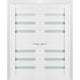 Interior French Double Doors Frosted Glass|Quadro 4266 White Silk -56x80