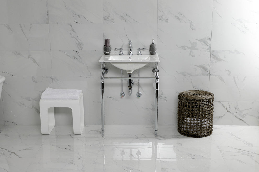 Fauceture KVPB24187W8CP 24" Console Sink, Legs, 8", 3 Hole