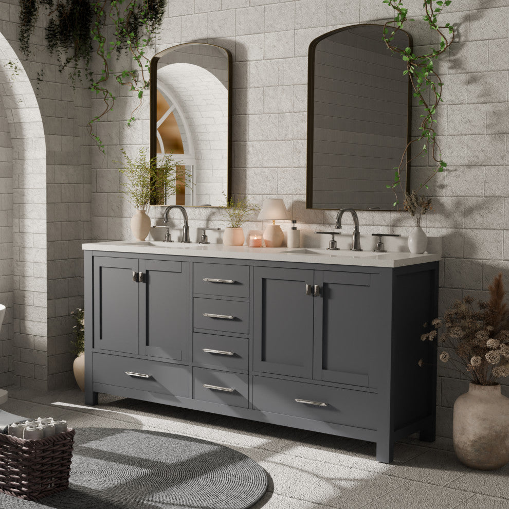 Caroline Avenue 72" Double Bathroom Vanity Set, Gray