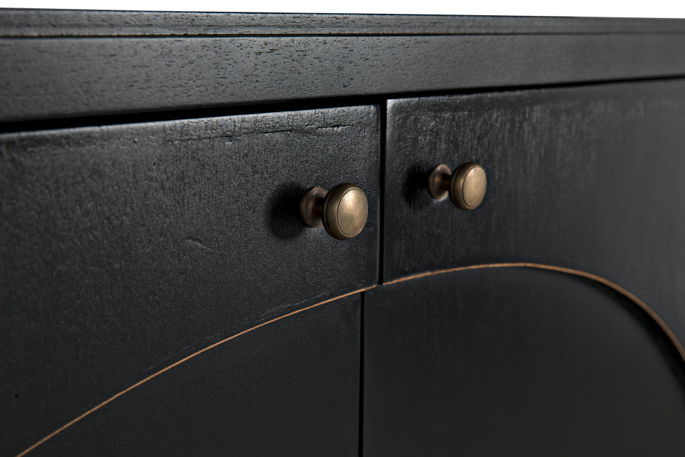 NOIR Furniture Weston Sideboard, Hand Rubbed Black With Light Brown Trim GCO