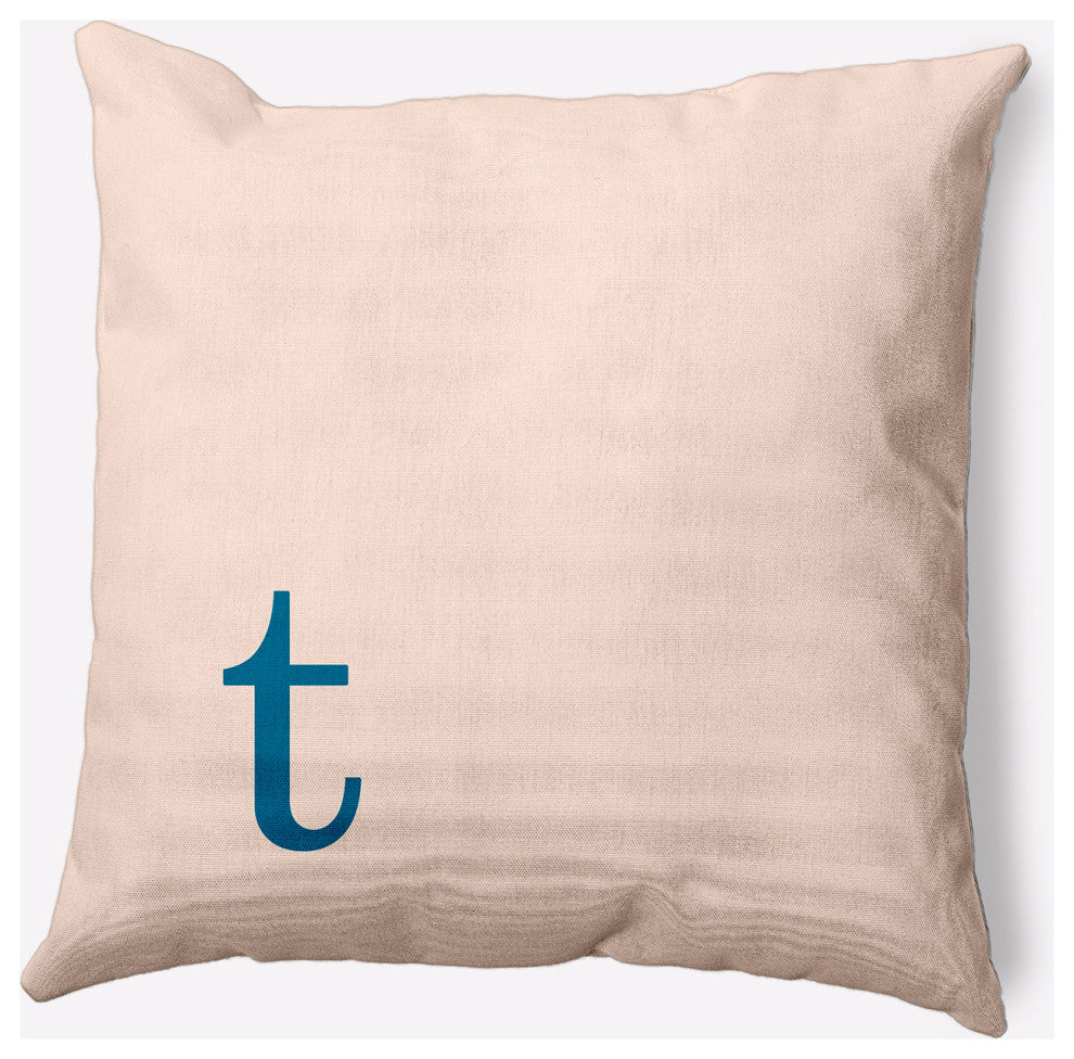 20" x 20" Modern Monogram Indoor/Outdoor Polyester Throw Pillow, Autumn Blue