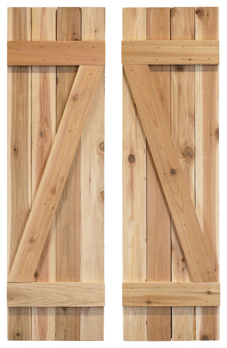 Z Board and Batten Exterior Shutters Pair, Unfinished, 72"
