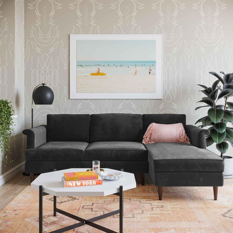 Porter Gray Velvet Sectional RAF