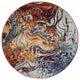 4' Round Brown and Blue Collision Area Rug