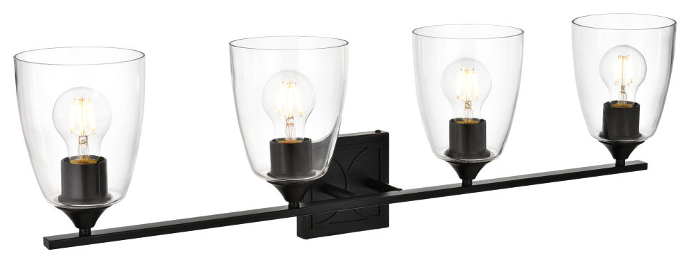 4 Light Black And Clear Bath Sconce