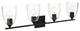 4 Light Black And Clear Bath Sconce