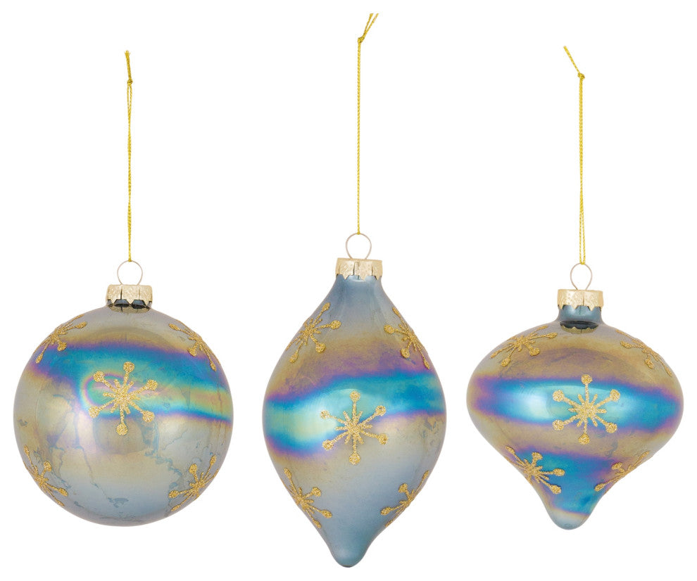 Irredescent Glass Snowflake Ornament, 6-Piece Set