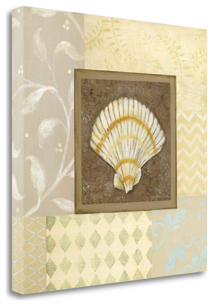 24" Seashell With Multi-Pattern Background Giclee Wrap Canvas Wall Art