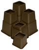 HomeRoots 3" 5" or 8" Brown Adjustable Bed Risers or Furniture Legs Set of 4