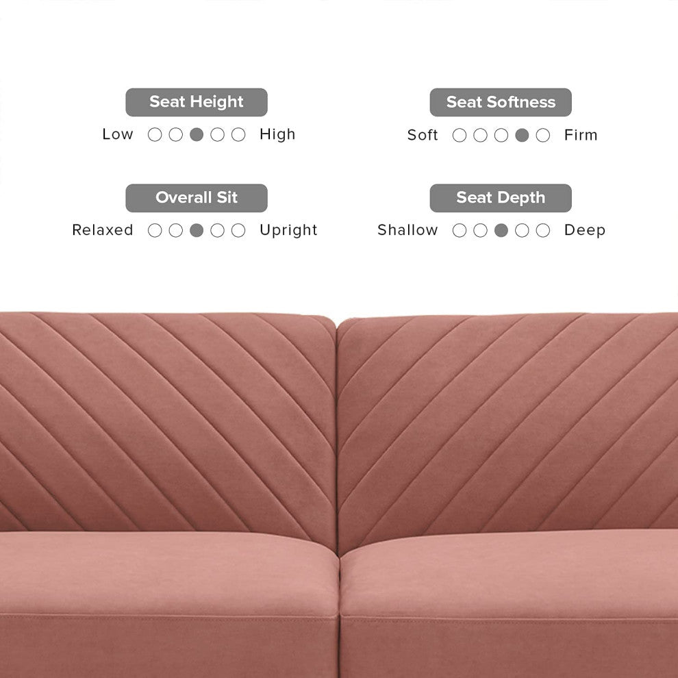 Mopio Chloe Futon Sofa Bed, Convertible Sleeper Sofa Light Gray, Old Rosa