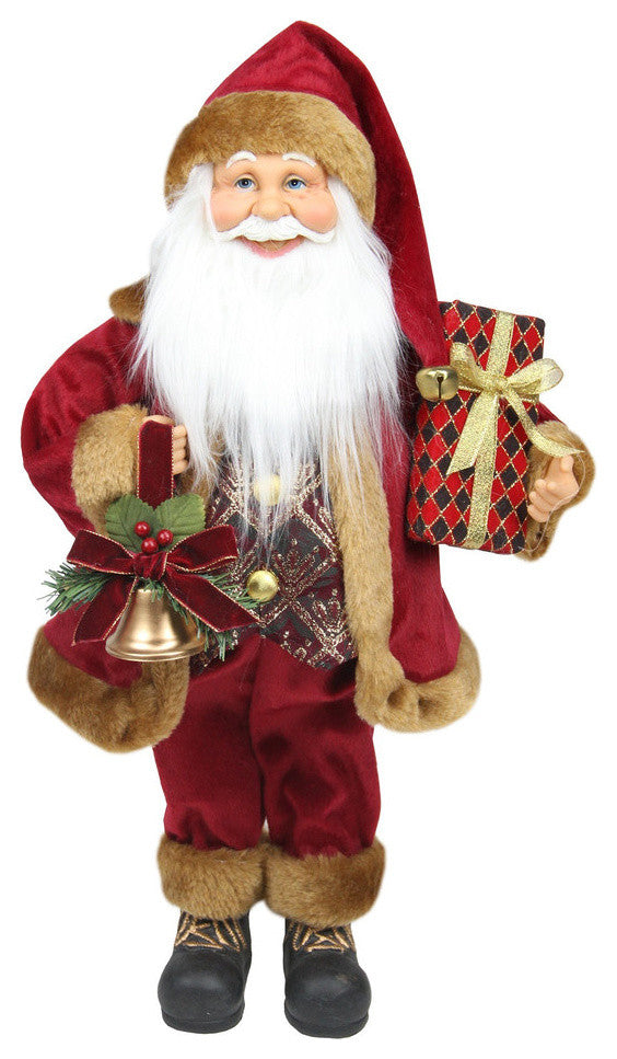 18.5" Santa Claus with Bell and Gift Christmas Tabletop Decoration