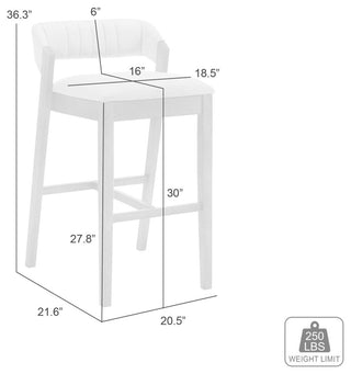 Landyn  Wood and Fabric Barstool, Gray, 30" Bar Height