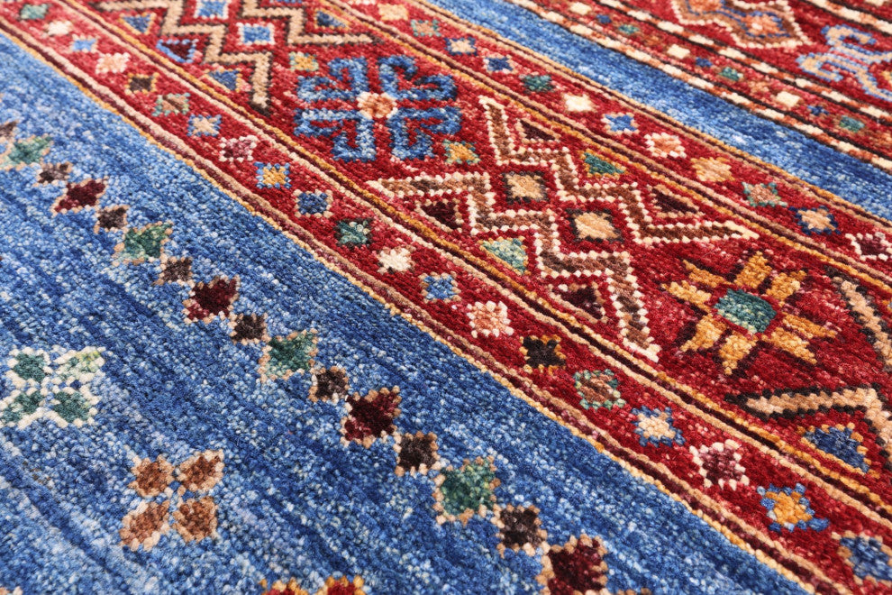 6' 7" X 10' 0" Hand Knotted Khorjin Super Kazak Wool Rug - Q12361