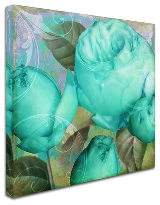 Color Bakery 'Aqua Rose II' Canvas Art, 35"x35"