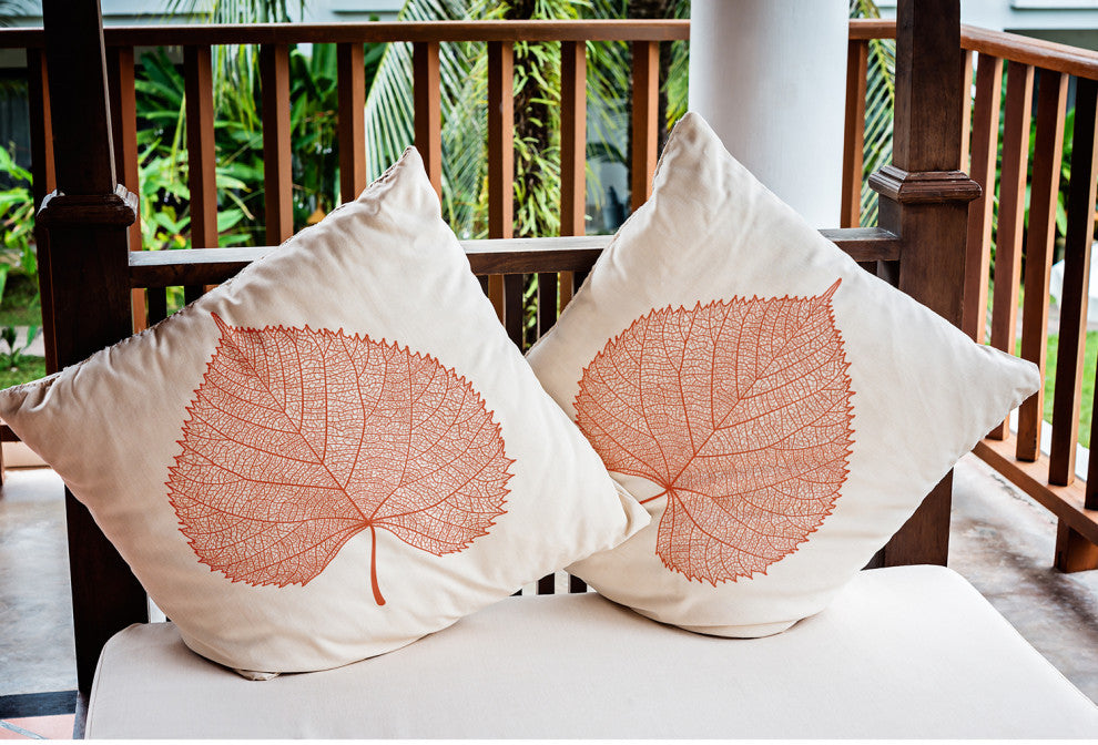 Leaf Study Indoor/Outdoor Throw Pillow, Harvest Orange, 20"x20"