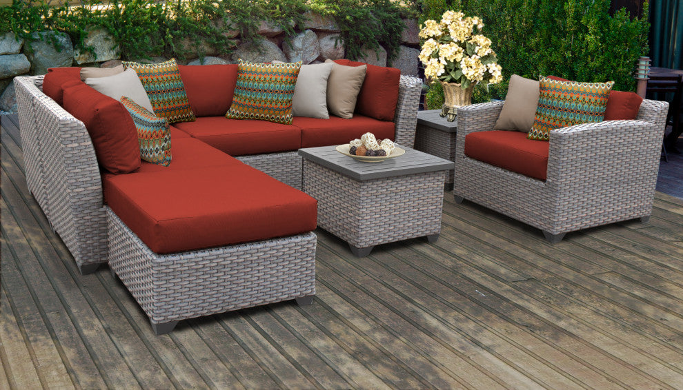 Florence 8 Piece Outdoor Wicker Patio Furniture Set 08g, Terracotta