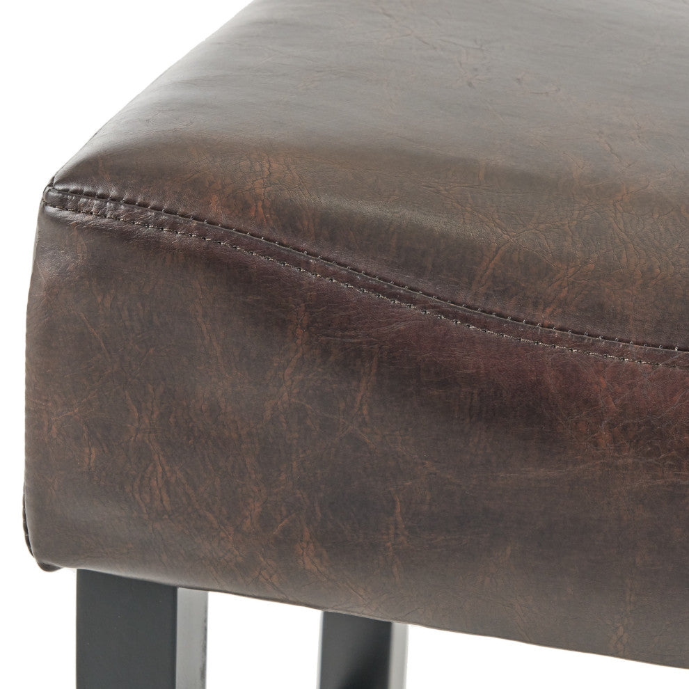 GDF Studio Adler Brown Leather Backless Bar Stools, Set of 2