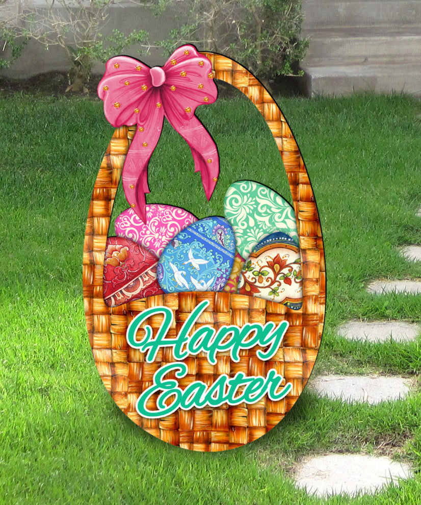 Easter Basket Free Standing  Garden Decor