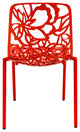 LeisureMod Devon Modern Outdoor Stackable Aluminum Dining Chair, Set of 4, Red