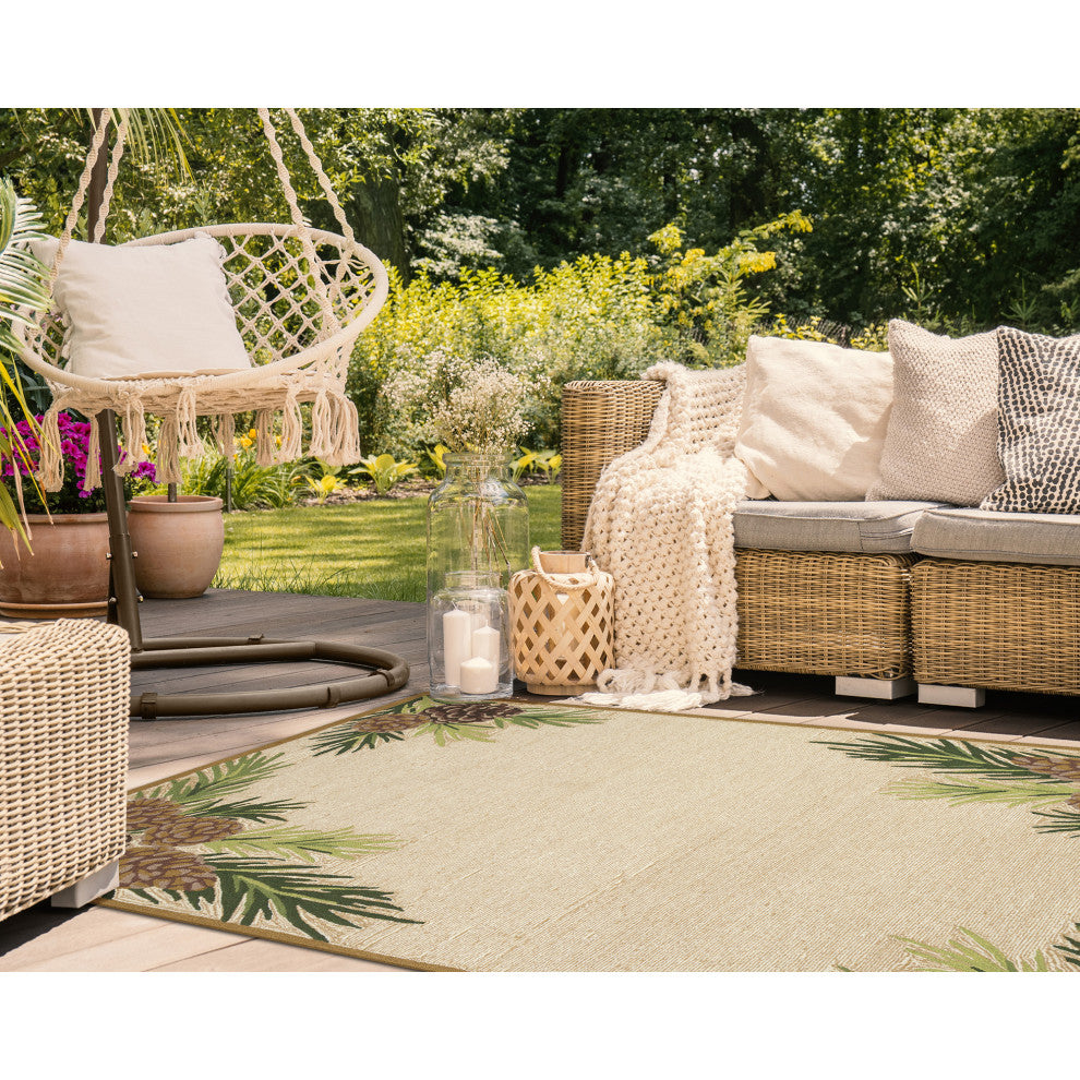 Ravella Forest Border Indoor/Outdoor Rug Natural 5'x7'6"