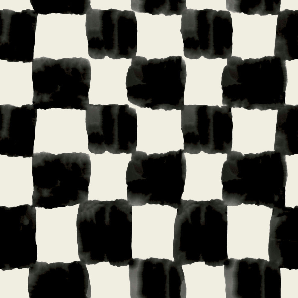 Mr. Kate Tess Watercolor Soft Black Checker Peel and Stick Wallpaper