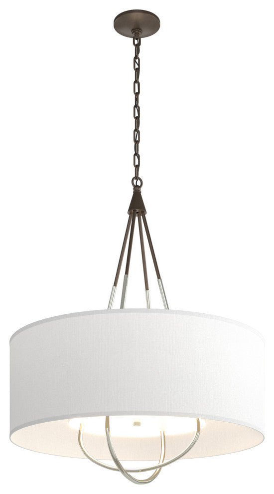 Loop Pendant, Bronze Finish, Sterling Accents, Natural Anna Shade