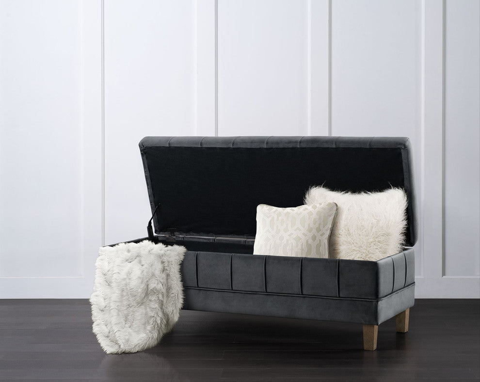 Picket House Jude Tufted Storage Ottoman, Gun Metal