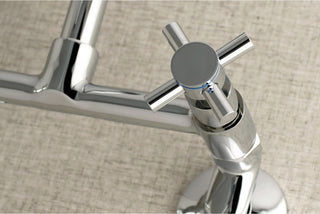 Kingston 8" Adjustable Center Wall Mount Kitchen Faucet, Polished Chrome
