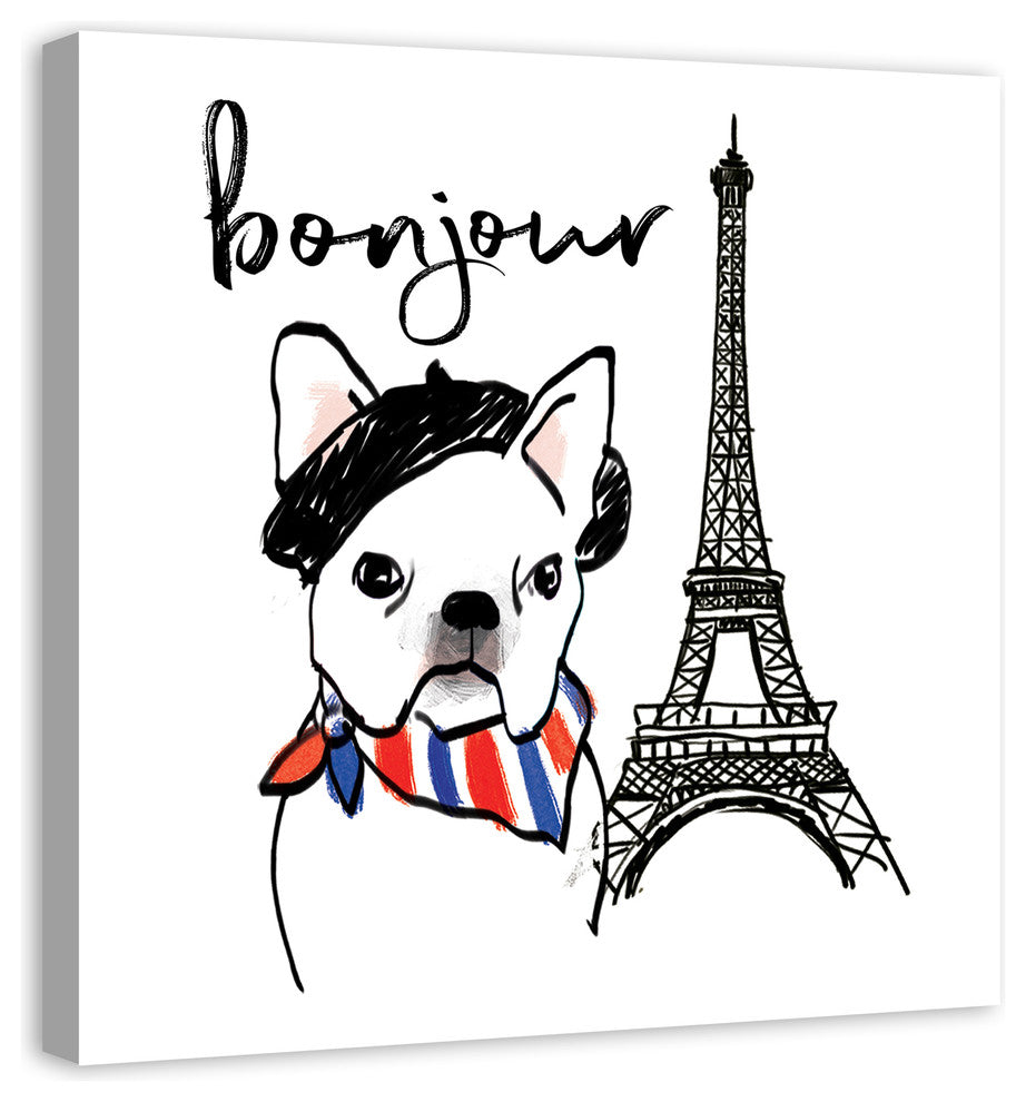 Designs Direct Bonjour Frenchie Dog 36x36 Canvas Wall Art