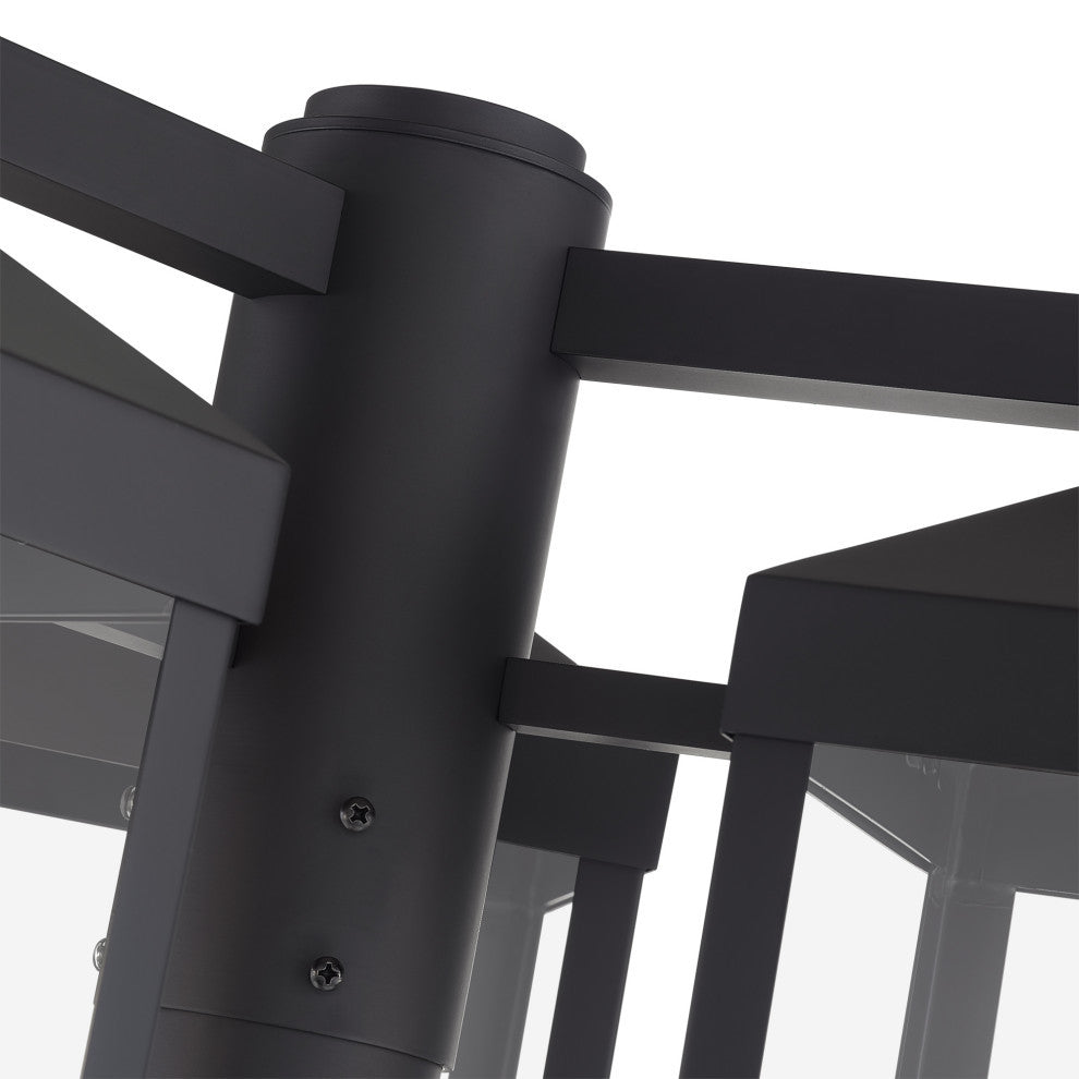 Nyack Multi Head Black Outdoor Post Light with Brushed Nickel and Clear Glass