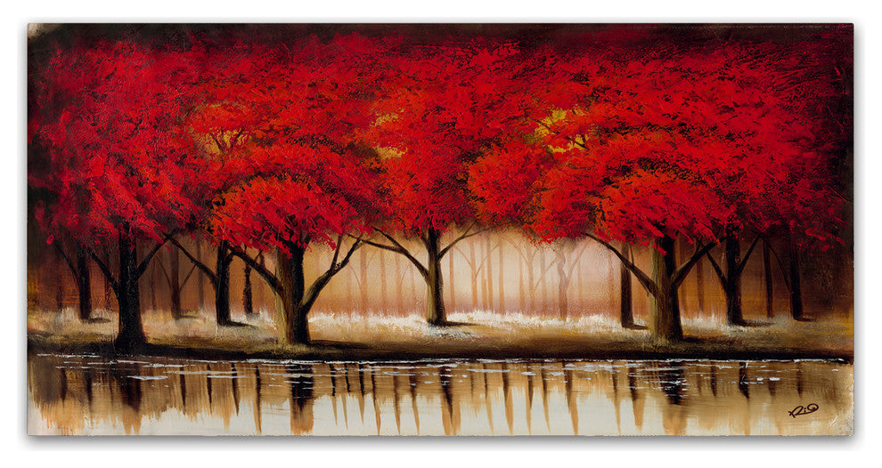 'Parade of Red Trees II' Canvas Art by Rio