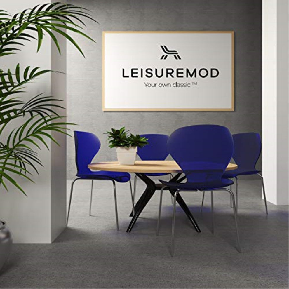 LeisureMod Modern Oyster Transparent Side Chair, Set of 2