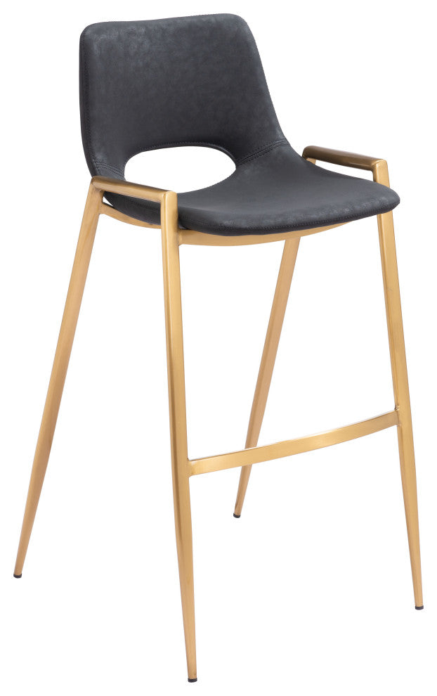 Desi Barstool Chair (Set of 2) Black & Gold